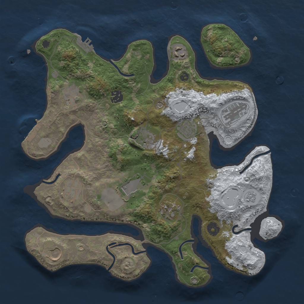Rust Map: Procedural Map, Size: 3500, Seed: 713005, 19 Monuments