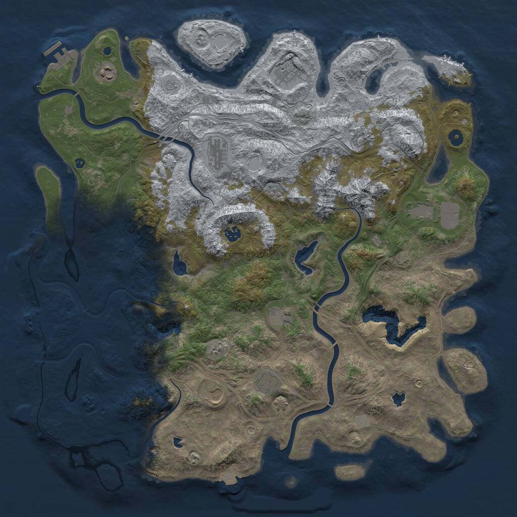 Rust Map: Procedural Map, Size: 5000, Seed: 2065053331, 16 Monuments