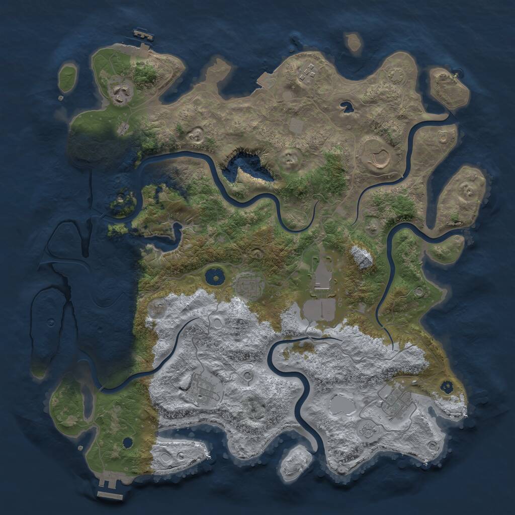 Rust Map: Procedural Map, Size: 4100, Seed: 405975854, 13 Monuments