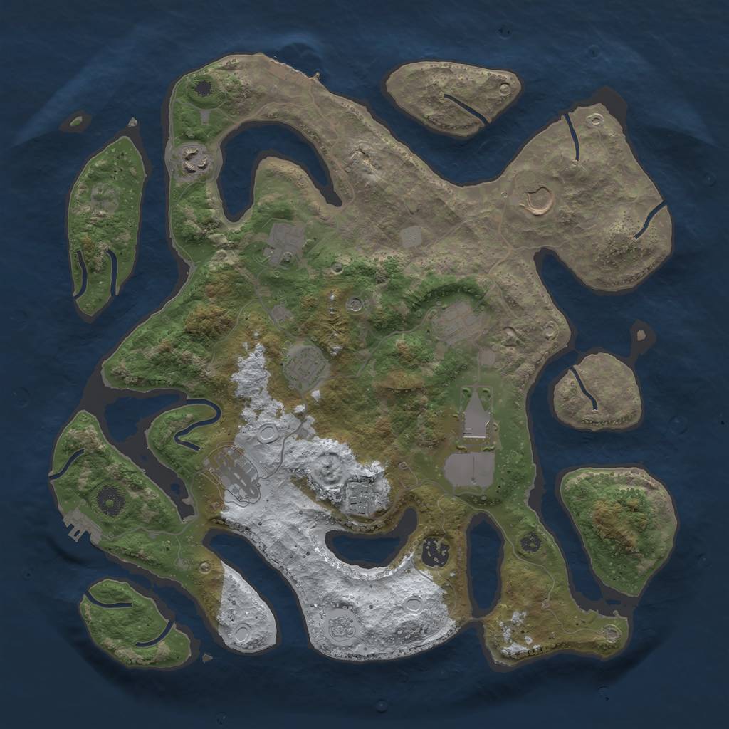 Rust Map: Procedural Map, Size: 3800, Seed: 1125478422, 18 Monuments