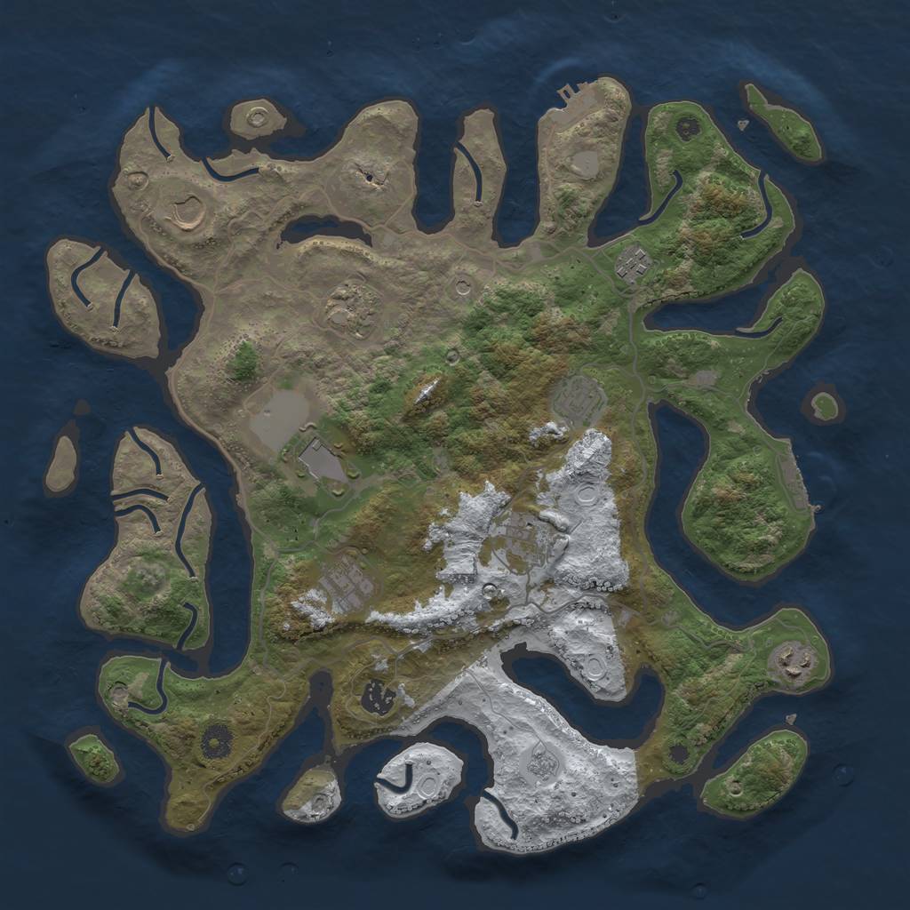 Rust Map: Procedural Map, Size: 4000, Seed: 587207, 18 Monuments