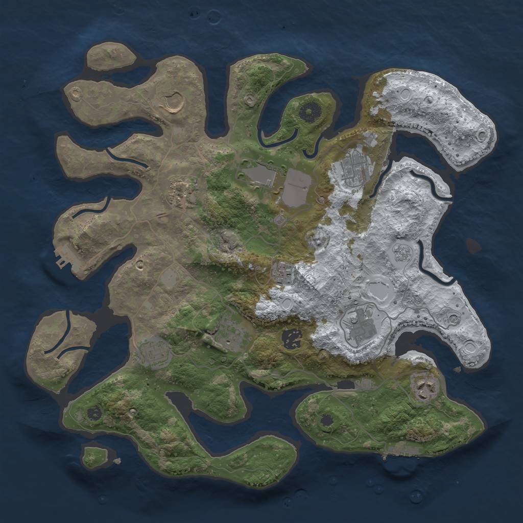 Rust Map: Procedural Map, Size: 3700, Seed: 1258475672, 19 Monuments