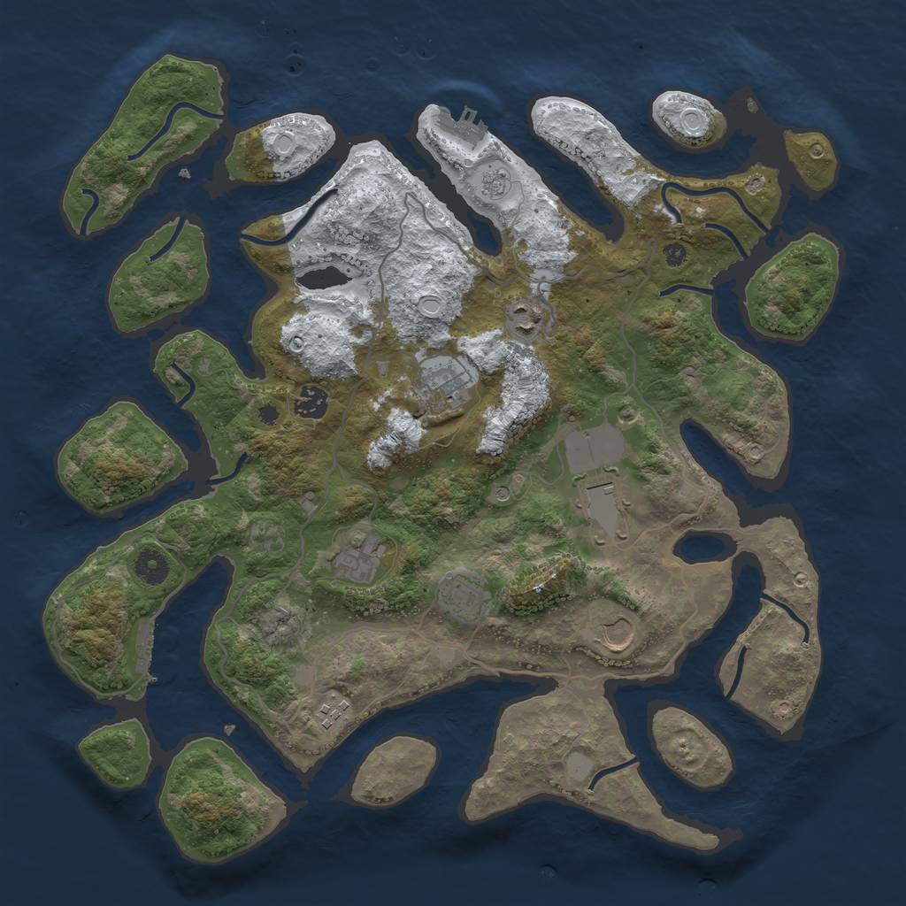 Rust Map: Procedural Map, Size: 4000, Seed: 3399278, 17 Monuments