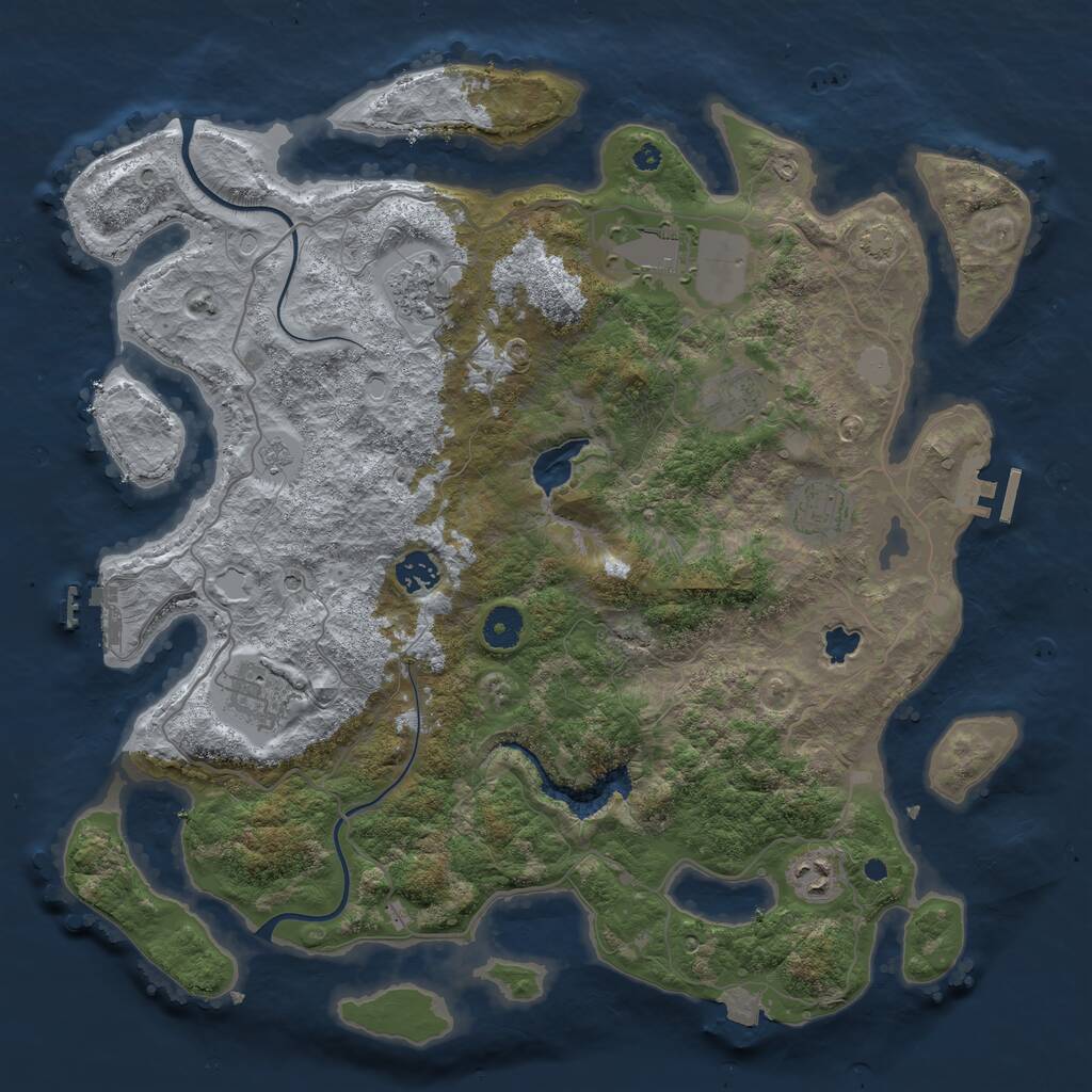Rust Map: Procedural Map, Size: 4000, Seed: 959984, 13 Monuments