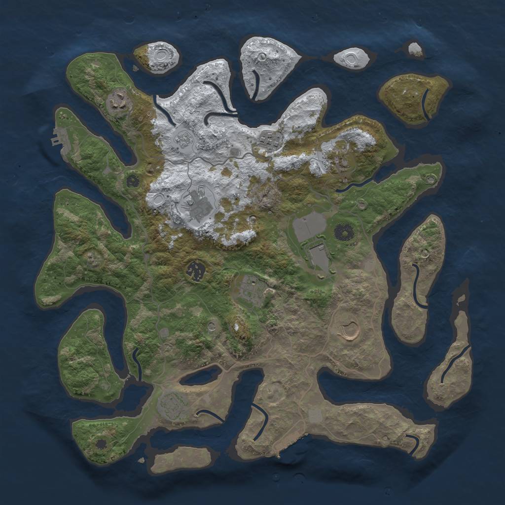 Rust Map: Procedural Map, Size: 4000, Seed: 2802628, 18 Monuments
