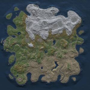 Thumbnail Rust Map: Procedural Map, Size: 4300, Seed: 1, 16 Monuments