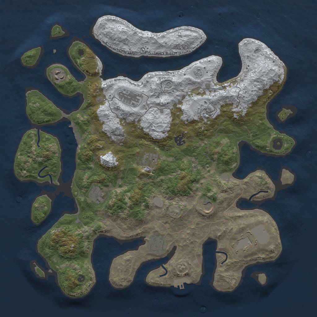 Rust Map: Procedural Map, Size: 4300, Seed: 1, 18 Monuments