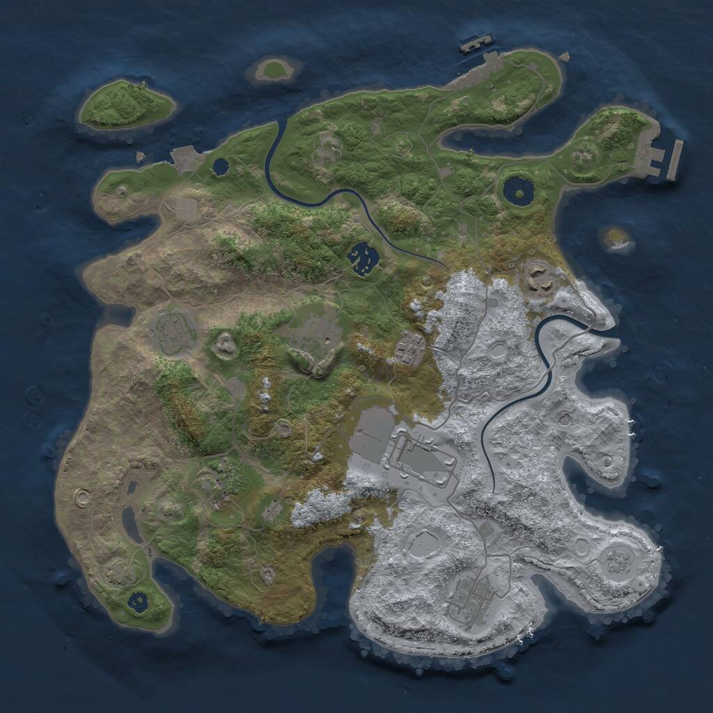 Rust Map: Procedural Map, Size: 3500, Seed: 4750163, 14 Monuments