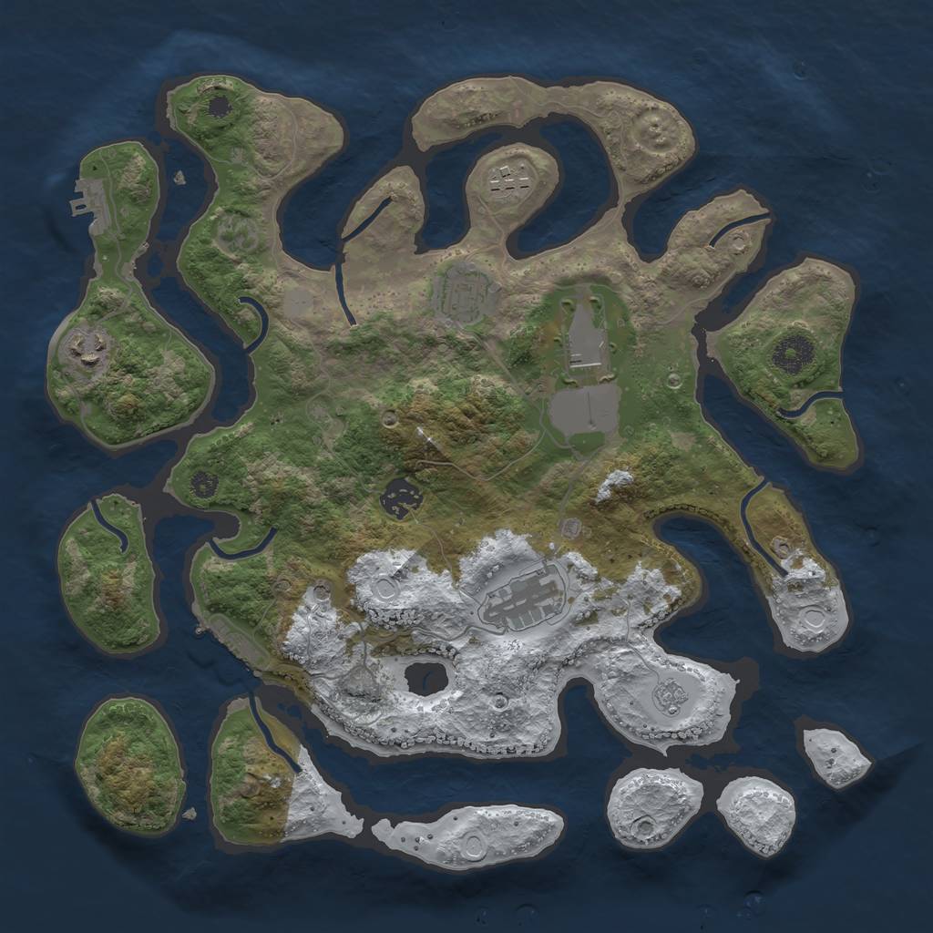 Rust Map: Procedural Map, Size: 3550, Seed: 315663, 15 Monuments