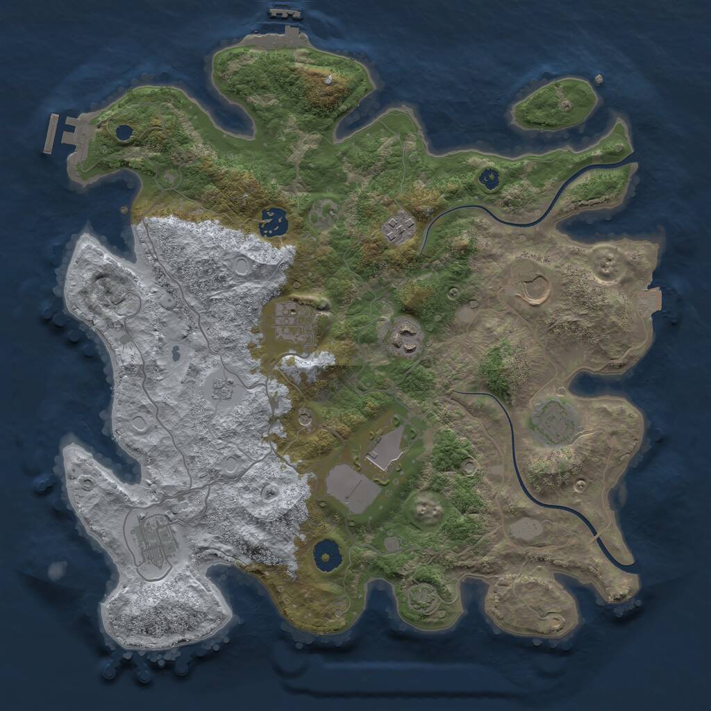 Rust Map: Procedural Map, Size: 3550, Seed: 857454, 14 Monuments