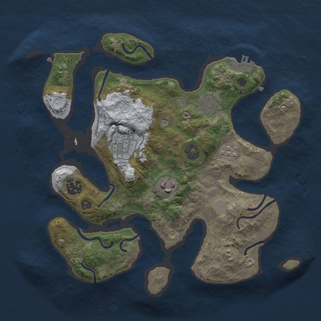 Rust Map: Procedural Map, Size: 3000, Seed: 487493, 12 Monuments
