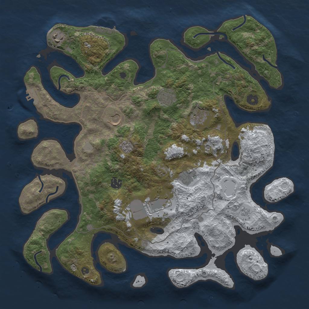 Rust Map: Procedural Map, Size: 4000, Seed: 1323707, 17 Monuments