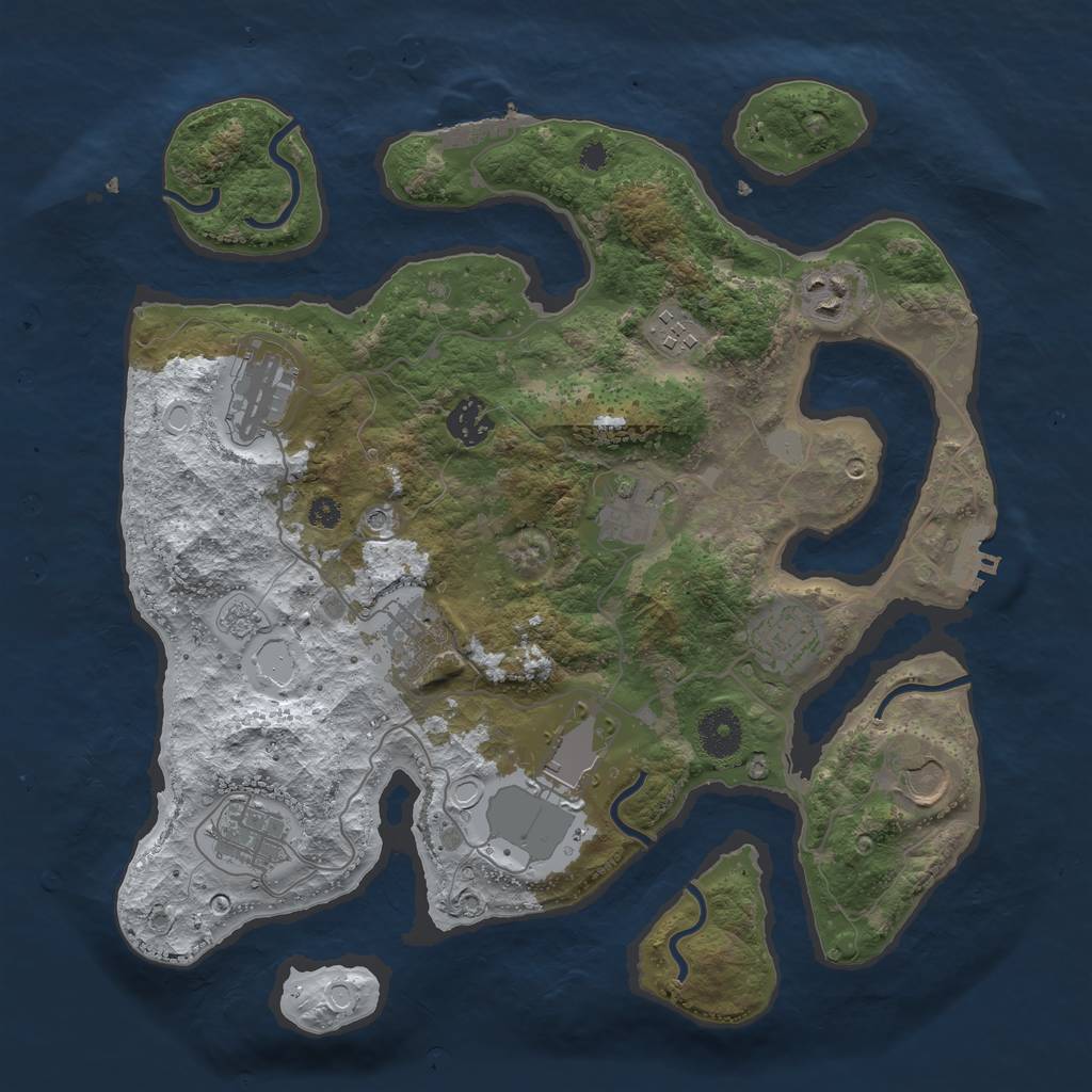 Rust Map: Procedural Map, Size: 3550, Seed: 104633, 19 Monuments