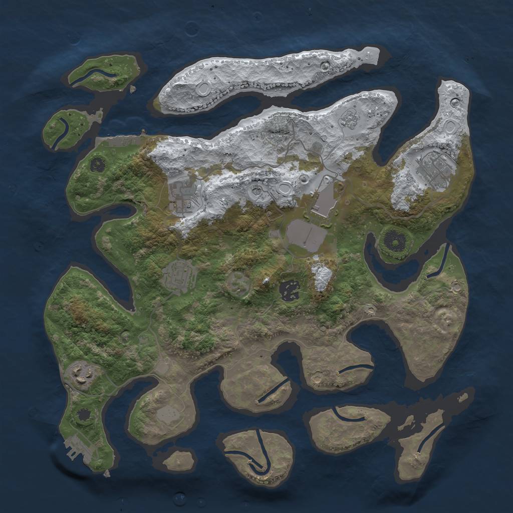 Rust Map: Procedural Map, Size: 3500, Seed: 109705658, 15 Monuments