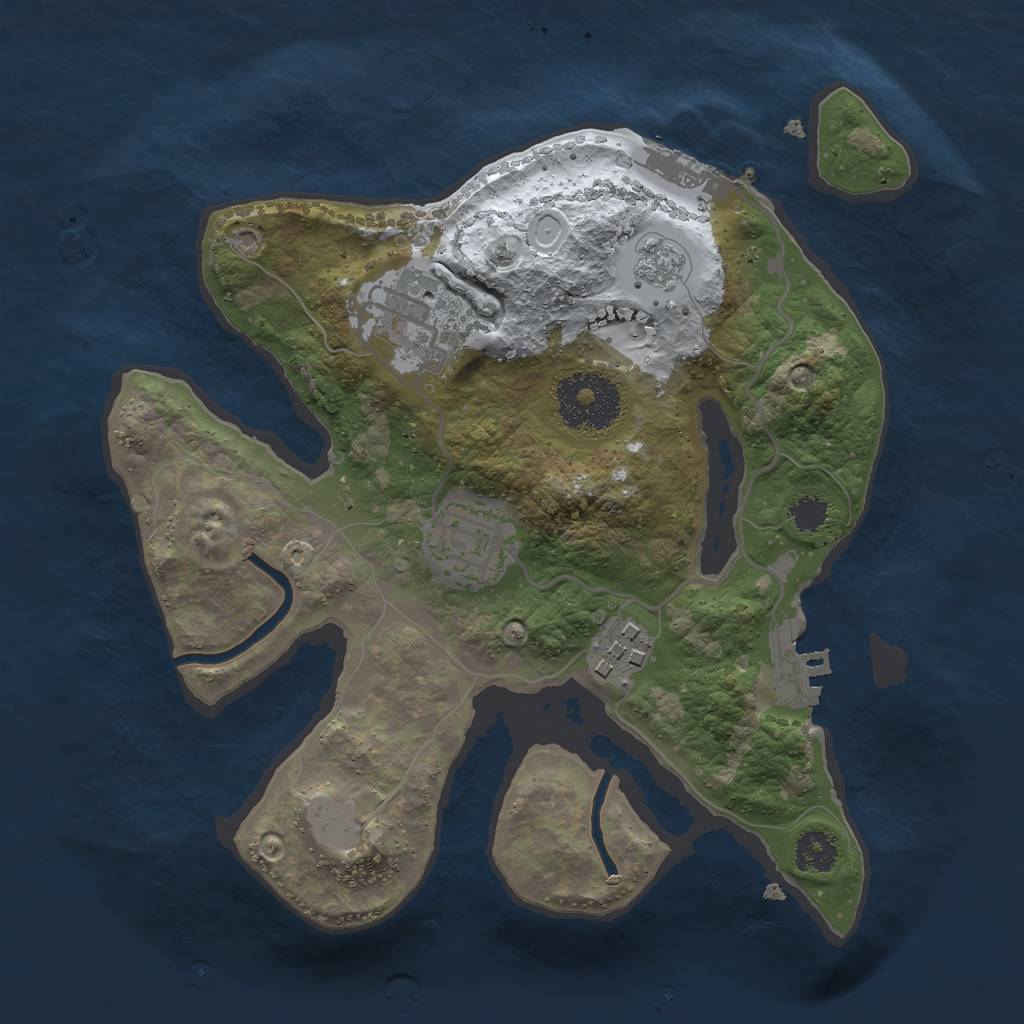 Rust Map: Procedural Map, Size: 2500, Seed: 349003548, 11 Monuments