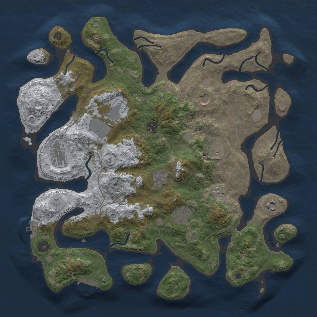 Rust Map: Procedural Map, Size: 4000, Seed: 50602, 18 Monuments