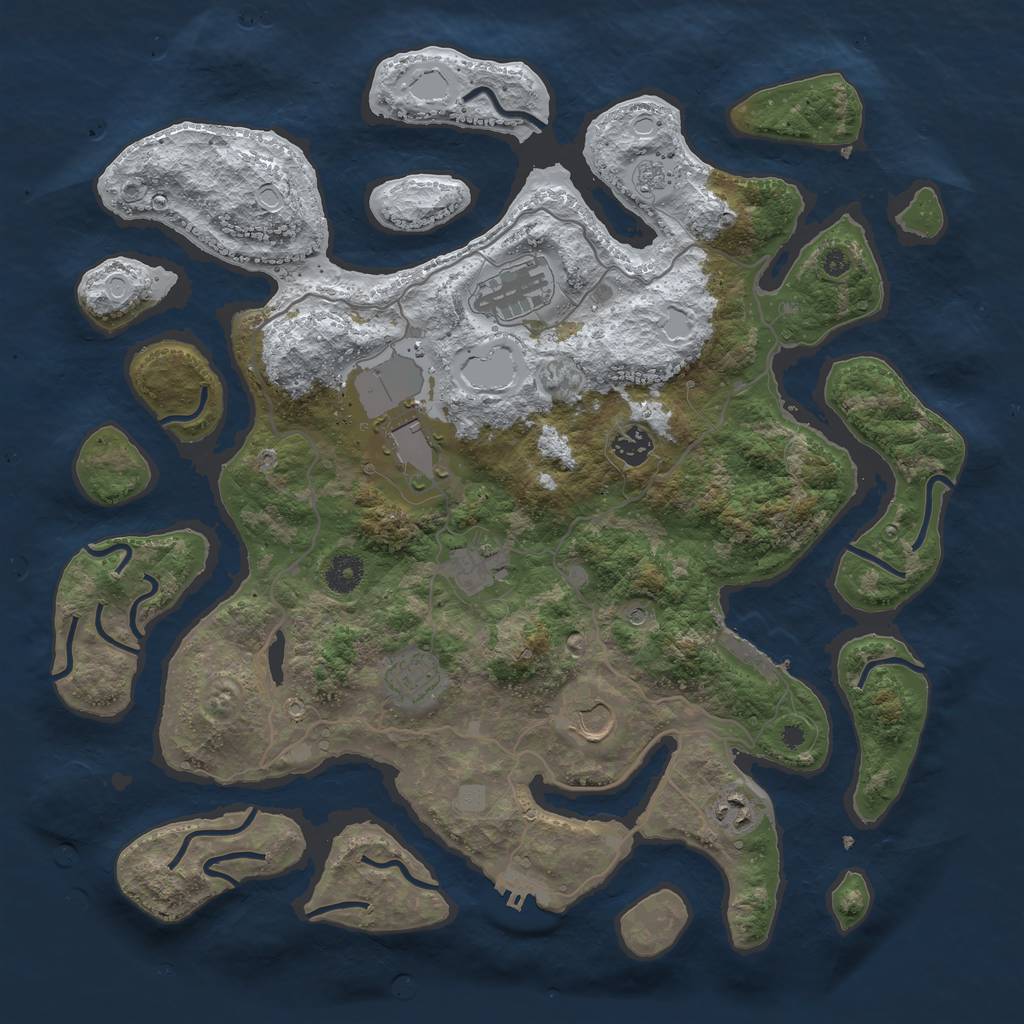 Rust Map: Procedural Map, Size: 4000, Seed: 620171, 16 Monuments