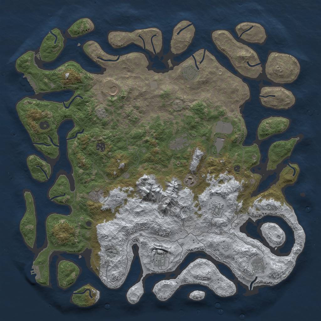 Rust Map: Procedural Map, Size: 5000, Seed: 394619975, 20 Monuments