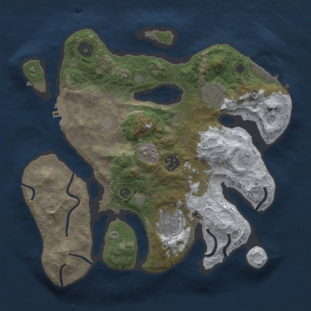 Rust Map: Procedural Map, Size: 3000, Seed: 384725, 12 Monuments