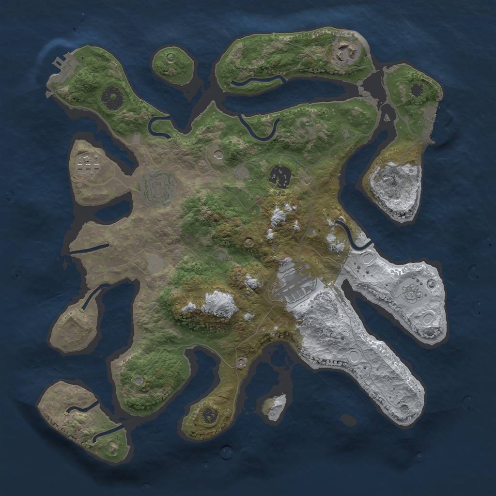 Rust Map: Procedural Map, Size: 3350, Seed: 39774194, 14 Monuments