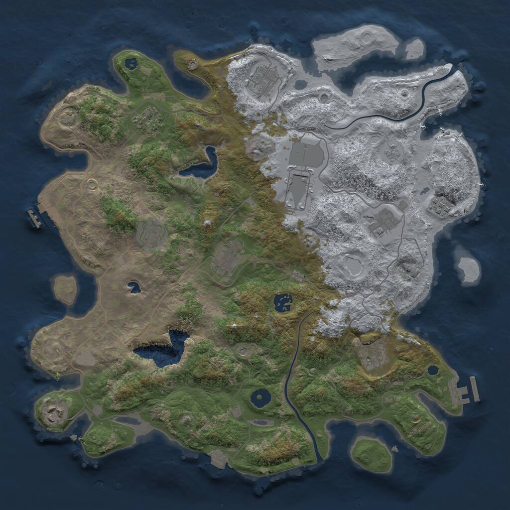 Rust Map: Procedural Map, Size: 4000, Seed: 6542172, 16 Monuments