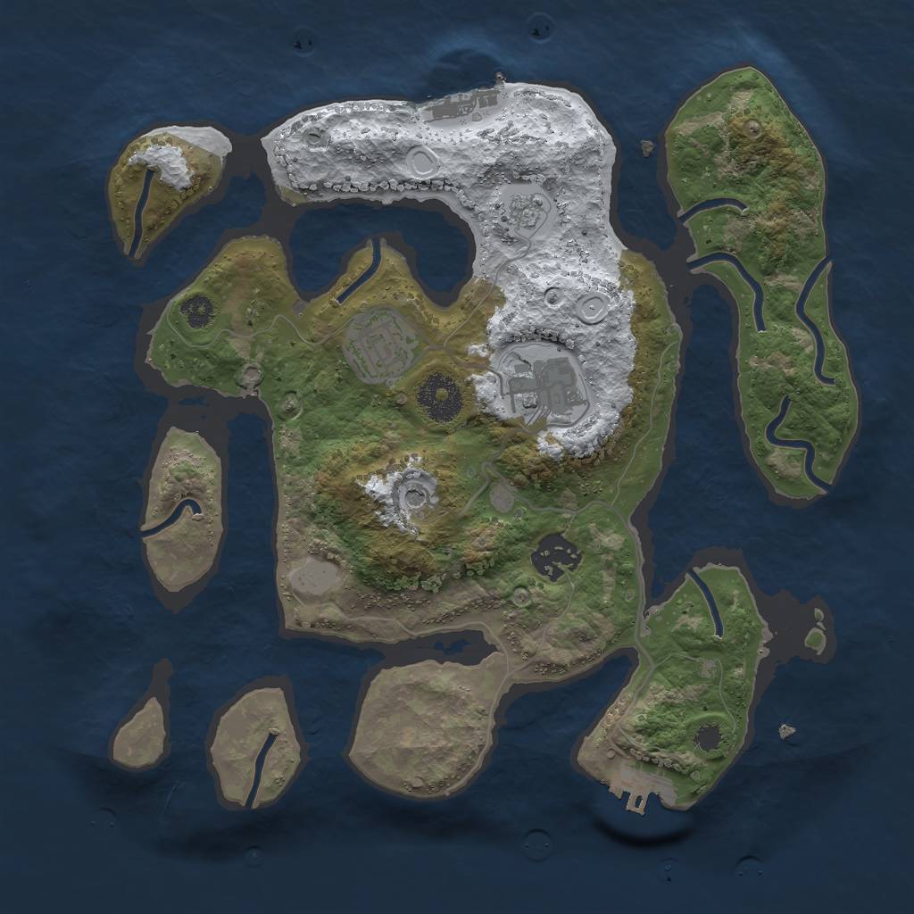 Rust Map: Procedural Map, Size: 3000, Seed: 966460136, 12 Monuments