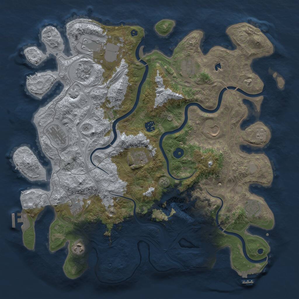 Rust Map: Procedural Map, Size: 4250, Seed: 677990933, 17 Monuments