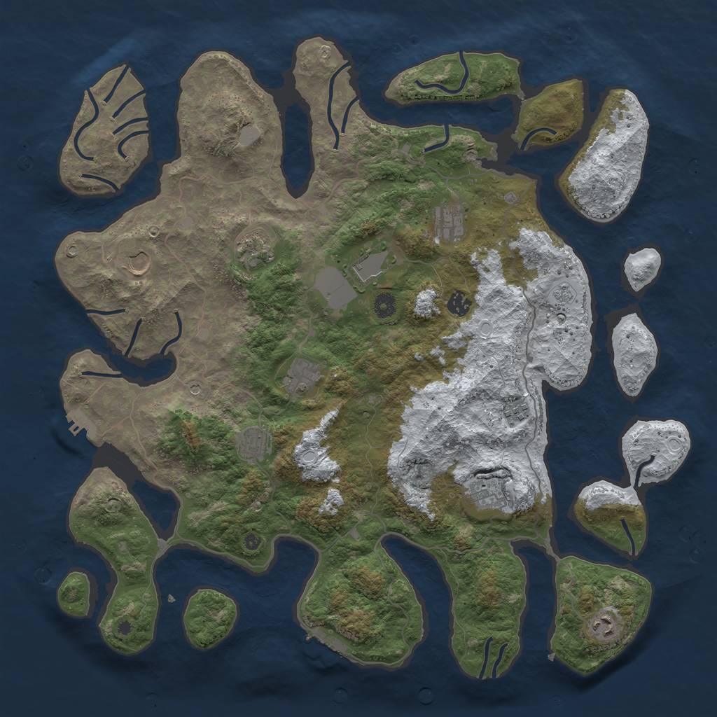 Rust Map: Procedural Map, Size: 4500, Seed: 2402, 19 Monuments
