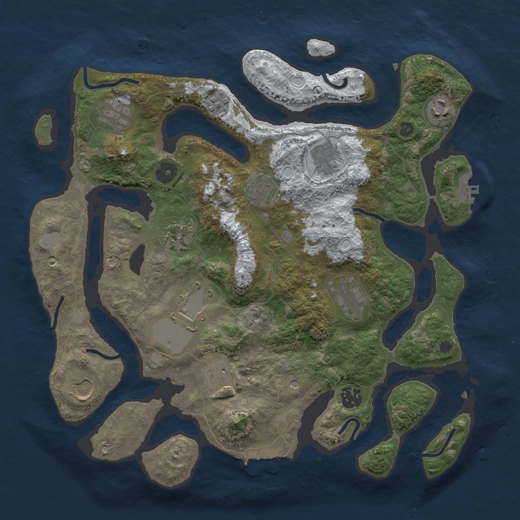 Rust Map: Procedural Map, Size: 3700, Seed: 1612889060, 19 Monuments
