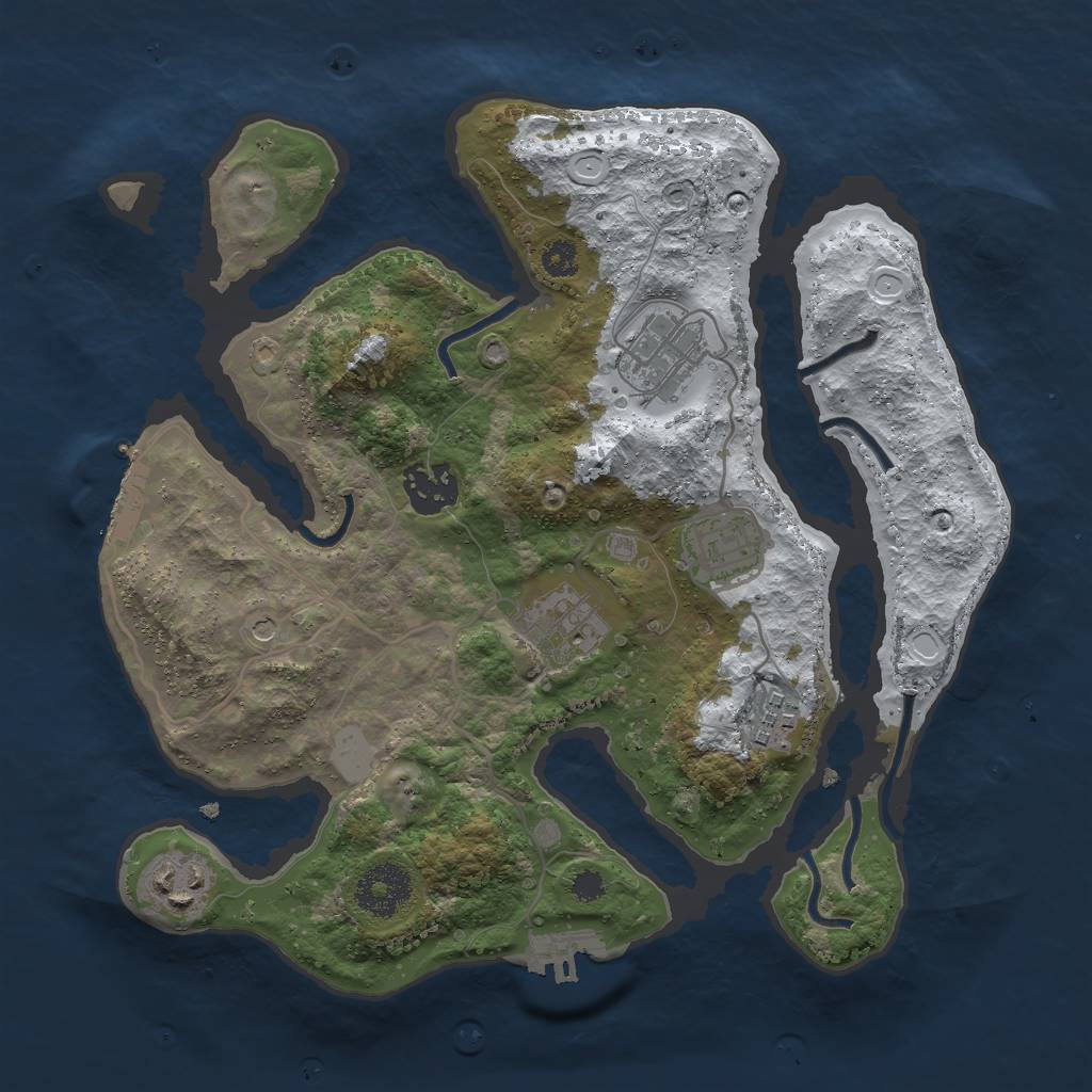 Rust Map: Procedural Map, Size: 3000, Seed: 2001023345, 14 Monuments