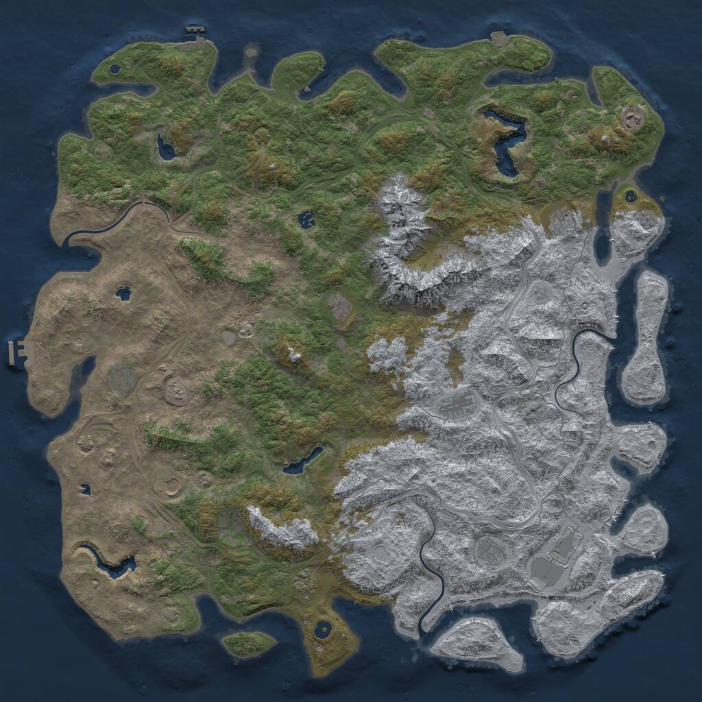 Rust Map: Procedural Map, Size: 6000, Seed: 120962291, 17 Monuments