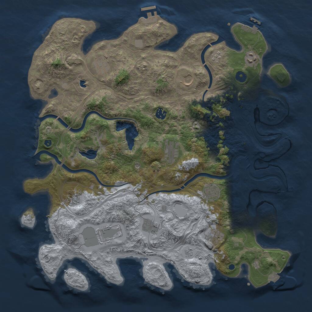 Rust Map: Procedural Map, Size: 4250, Seed: 1283383756, 17 Monuments