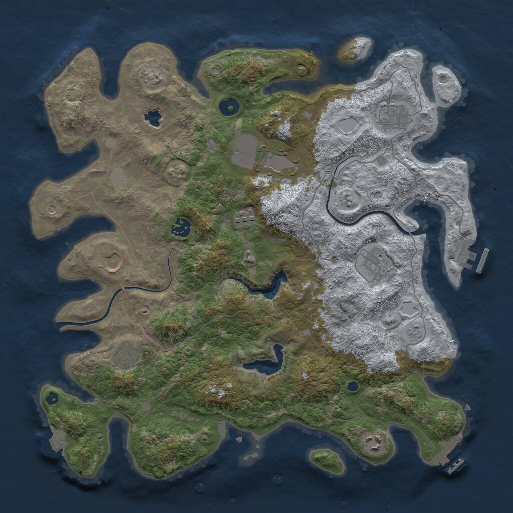 Rust Map: Procedural Map, Size: 4000, Seed: 674987649, 14 Monuments