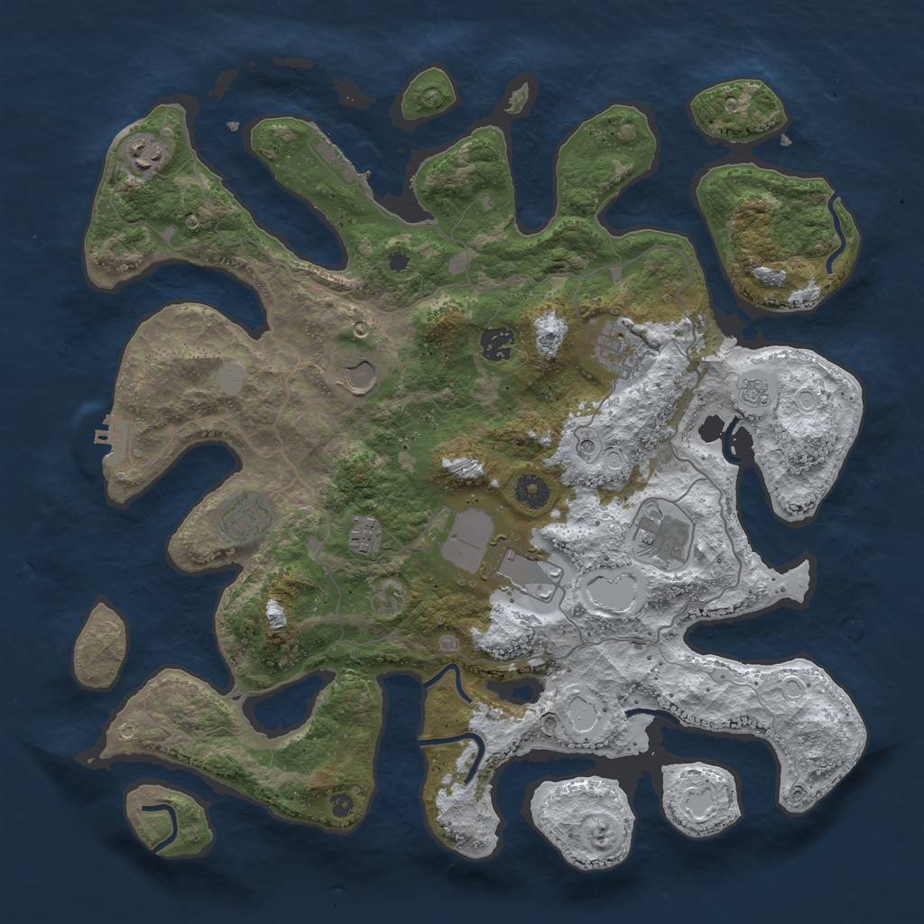 Rust Map: Procedural Map, Size: 4000, Seed: 568881, 17 Monuments