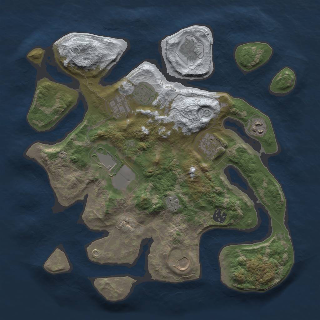 Rust Map: Barren, Size: 3500, Seed: 1181215, 12 Monuments