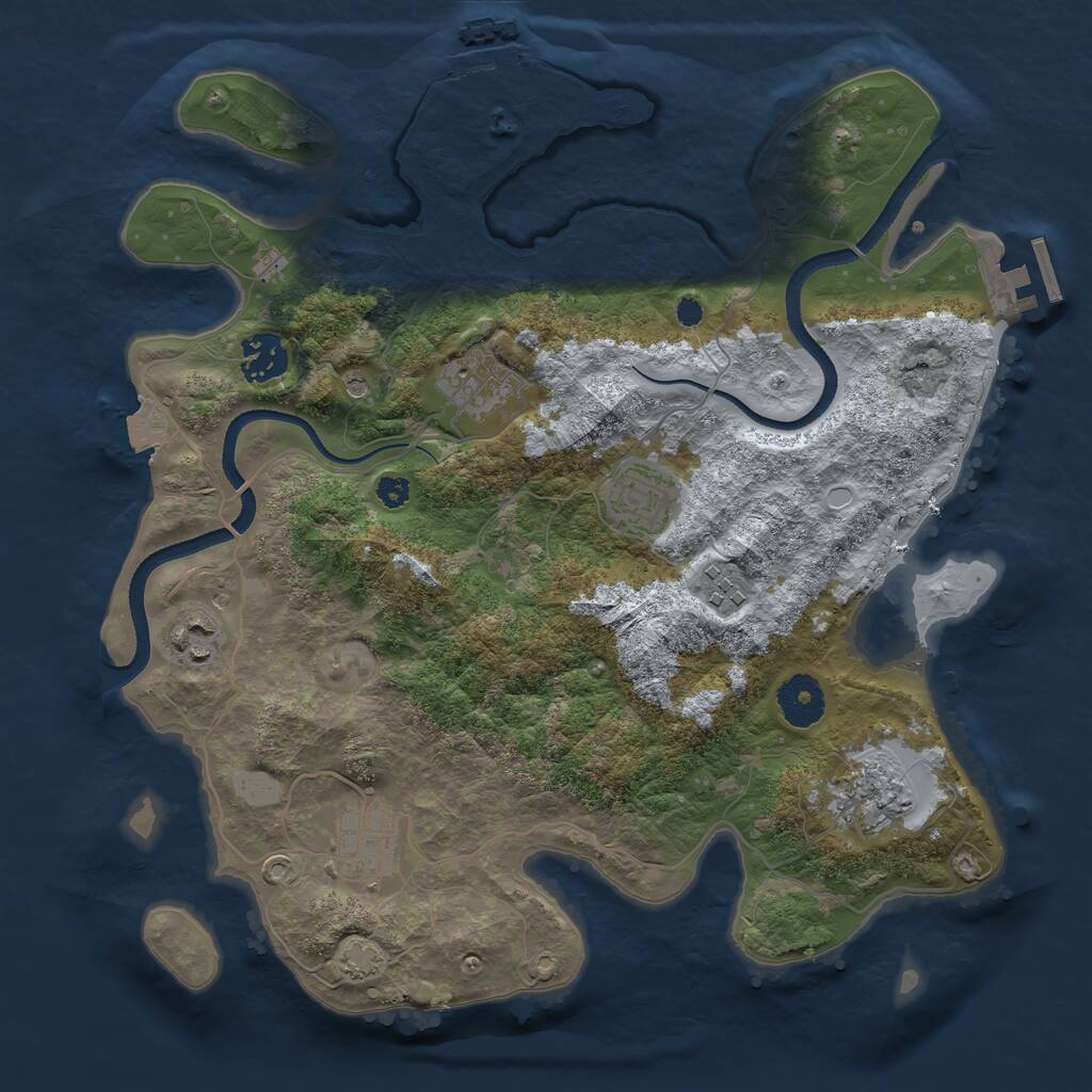 Rust Map: Procedural Map, Size: 3350, Seed: 39774187, 12 Monuments