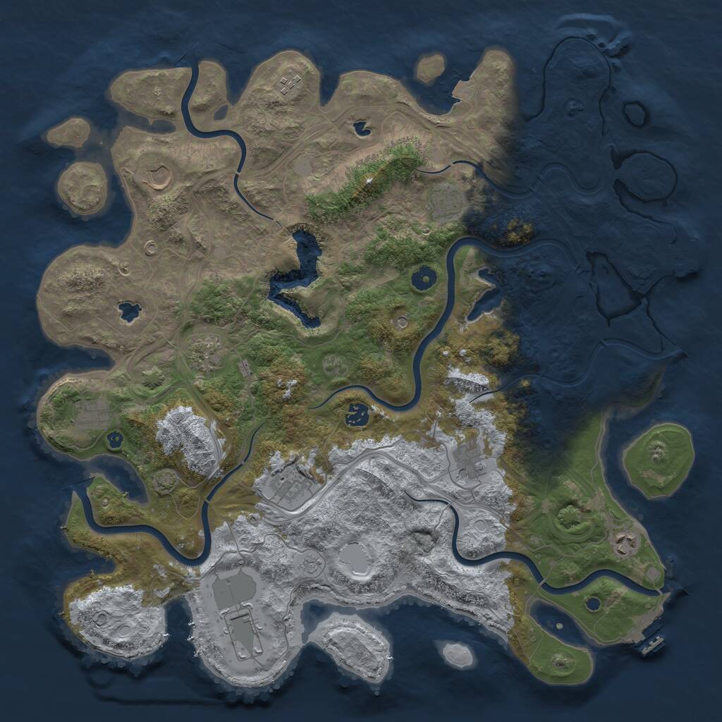 Rust Map: Procedural Map, Size: 4500, Seed: 525586, 16 Monuments