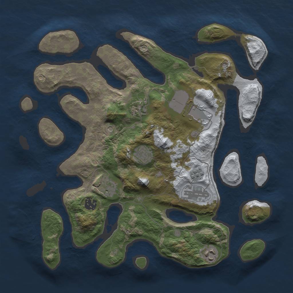 Rust Map: Barren, Size: 3500, Seed: 448300765, 11 Monuments