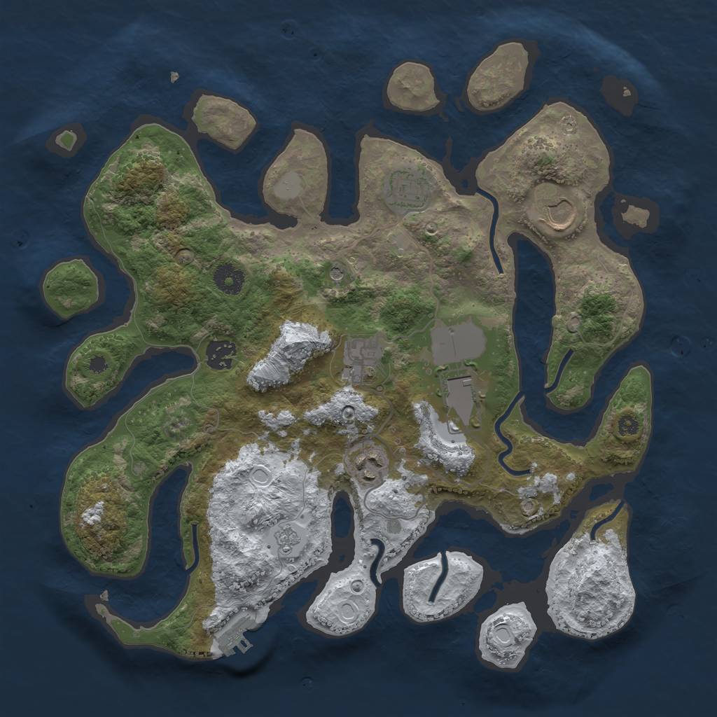 Rust Map: Procedural Map, Size: 3500, Seed: 5217179, 14 Monuments