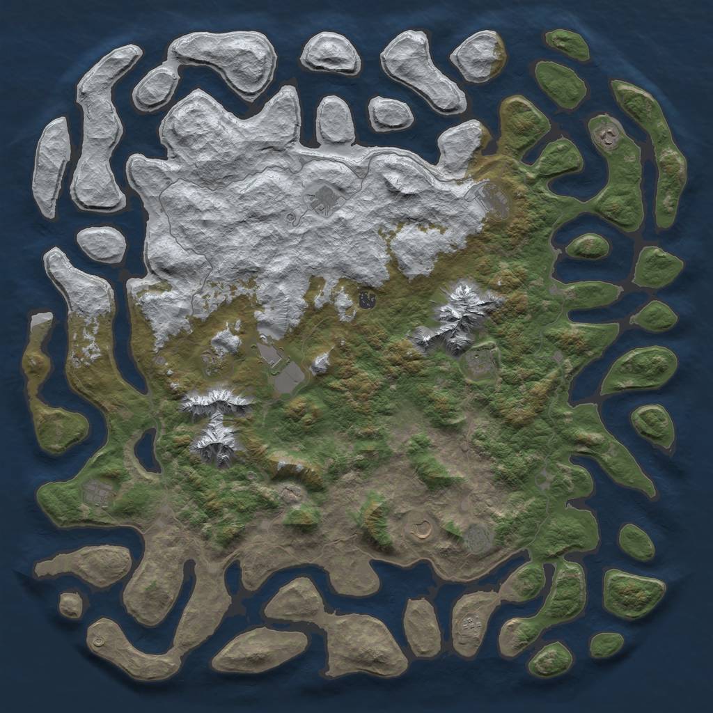 Rust Map: Barren, Size: 6000, Seed: 93725312, 14 Monuments