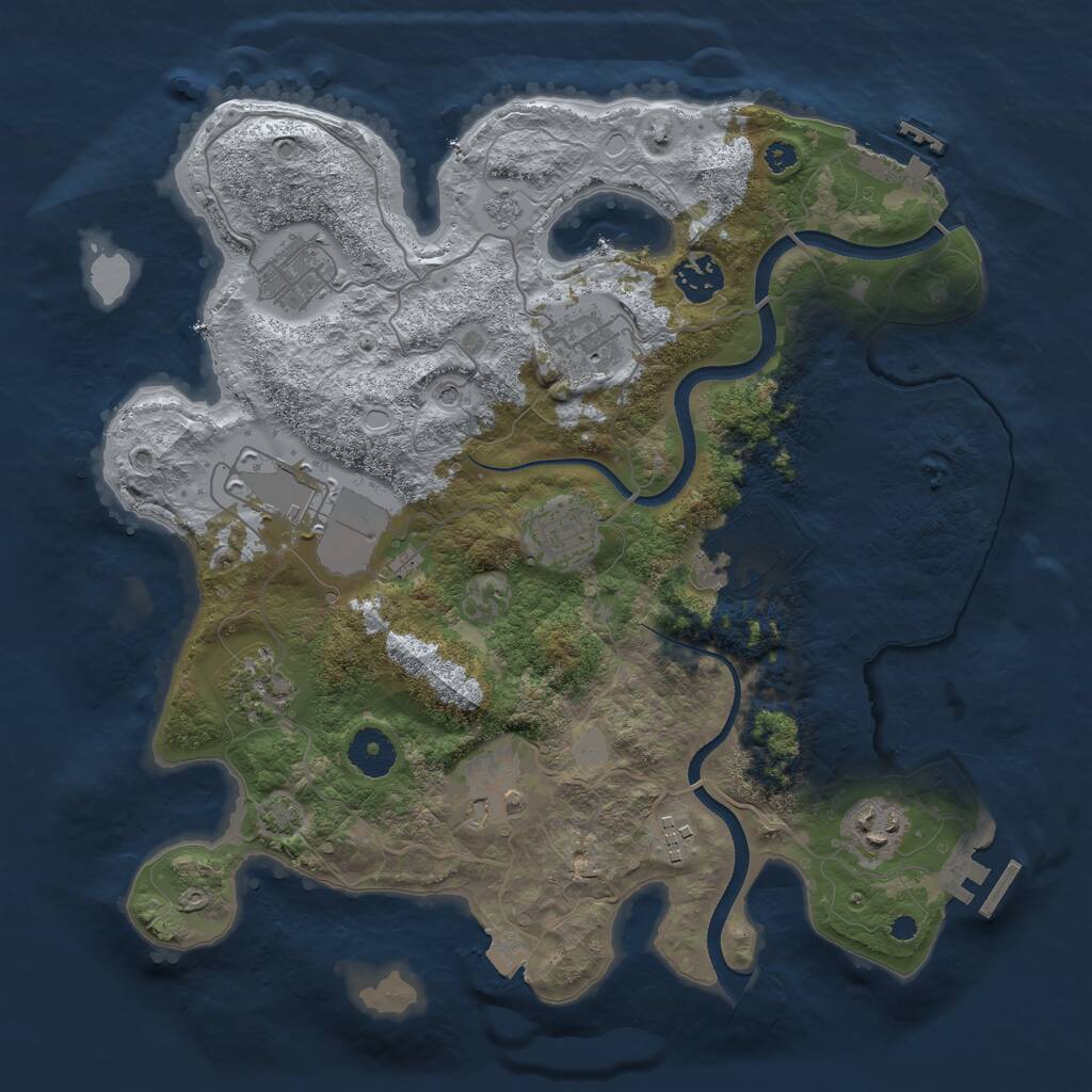 Rust Map: Procedural Map, Size: 3500, Seed: 8324458, 16 Monuments