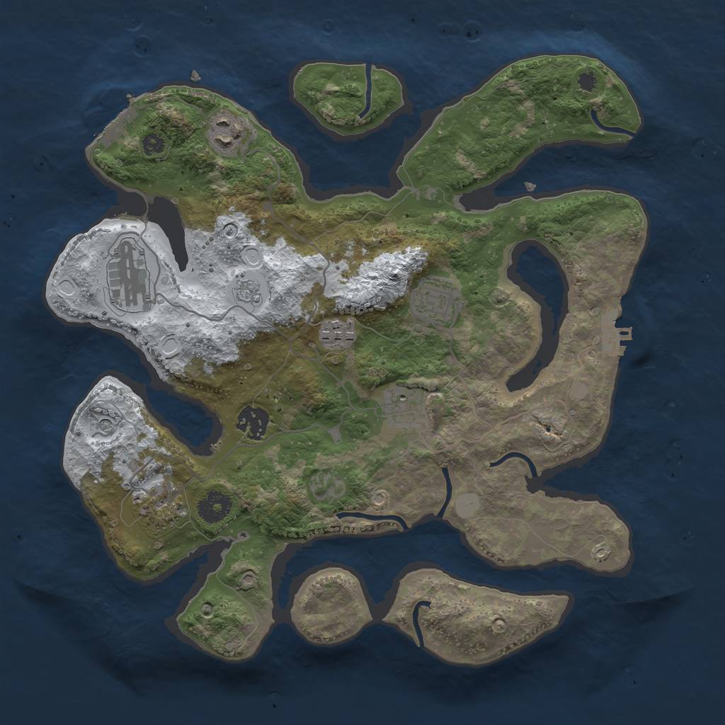 Rust Map: Procedural Map, Size: 3350, Seed: 39774172, 16 Monuments