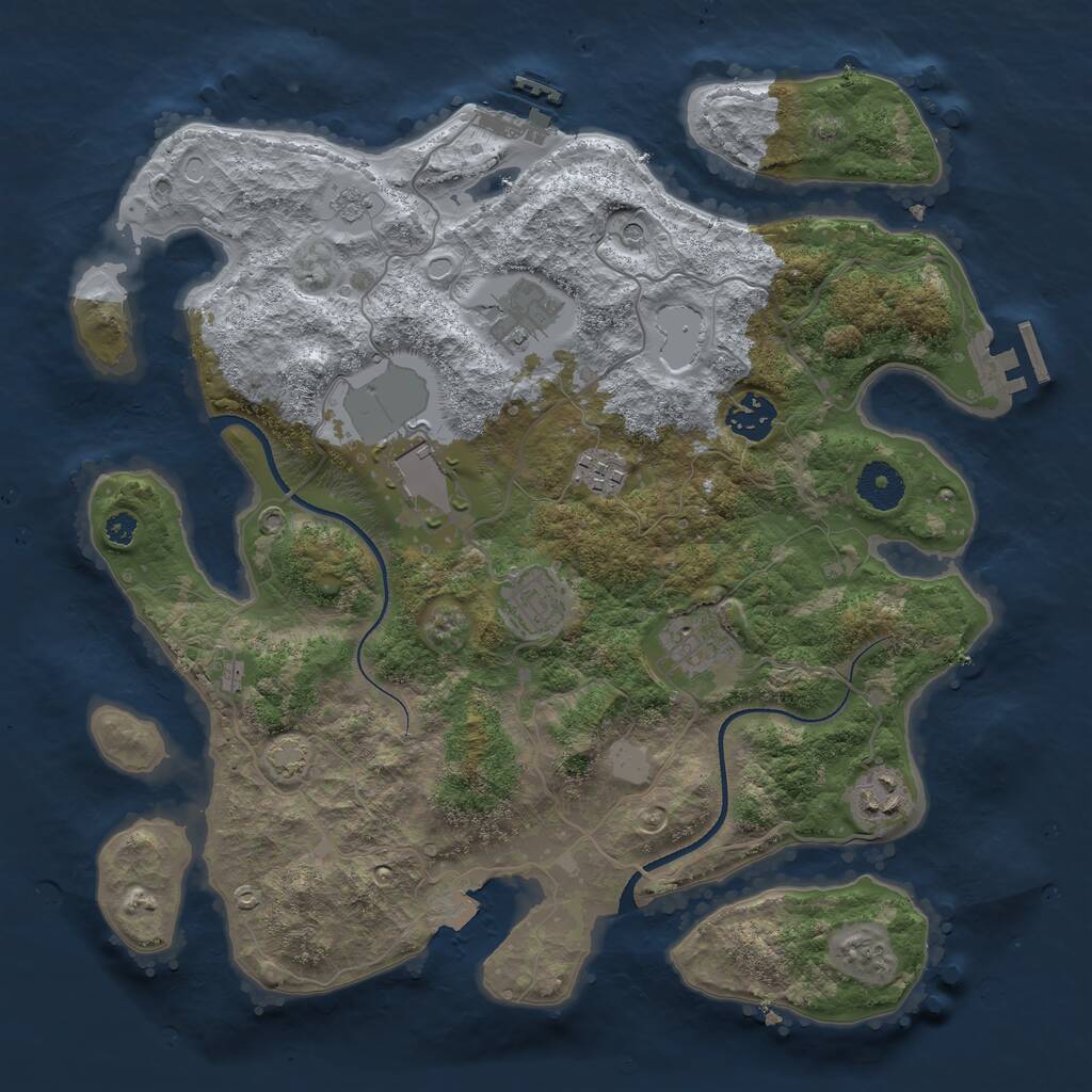 Rust Map: Procedural Map, Size: 3500, Seed: 1183481149, 13 Monuments