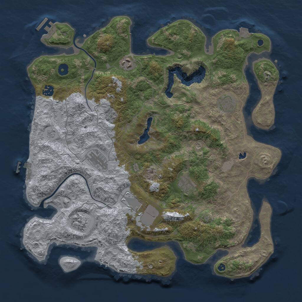 Rust Map: Procedural Map, Size: 4000, Seed: 2906670, 14 Monuments