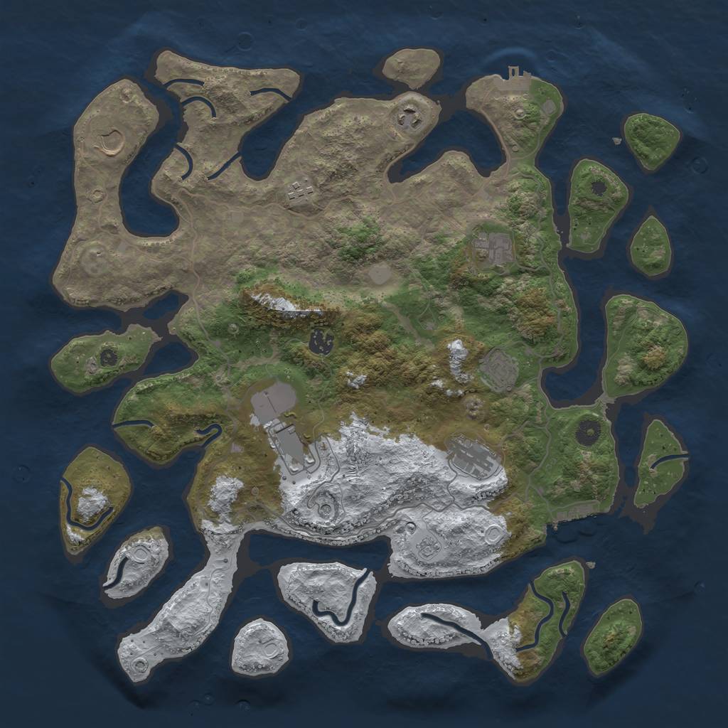 Rust Map: Procedural Map, Size: 4250, Seed: 1469904126, 17 Monuments