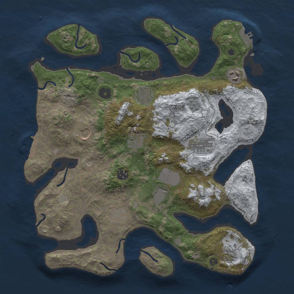 Rust Map: Procedural Map, Size: 3700, Seed: 1241920905, 19 Monuments