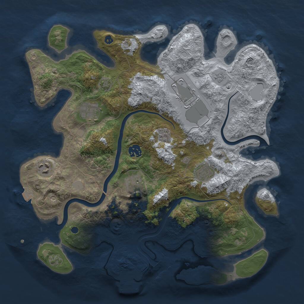 Rust Map: Procedural Map, Size: 3550, Seed: 418842, 12 Monuments