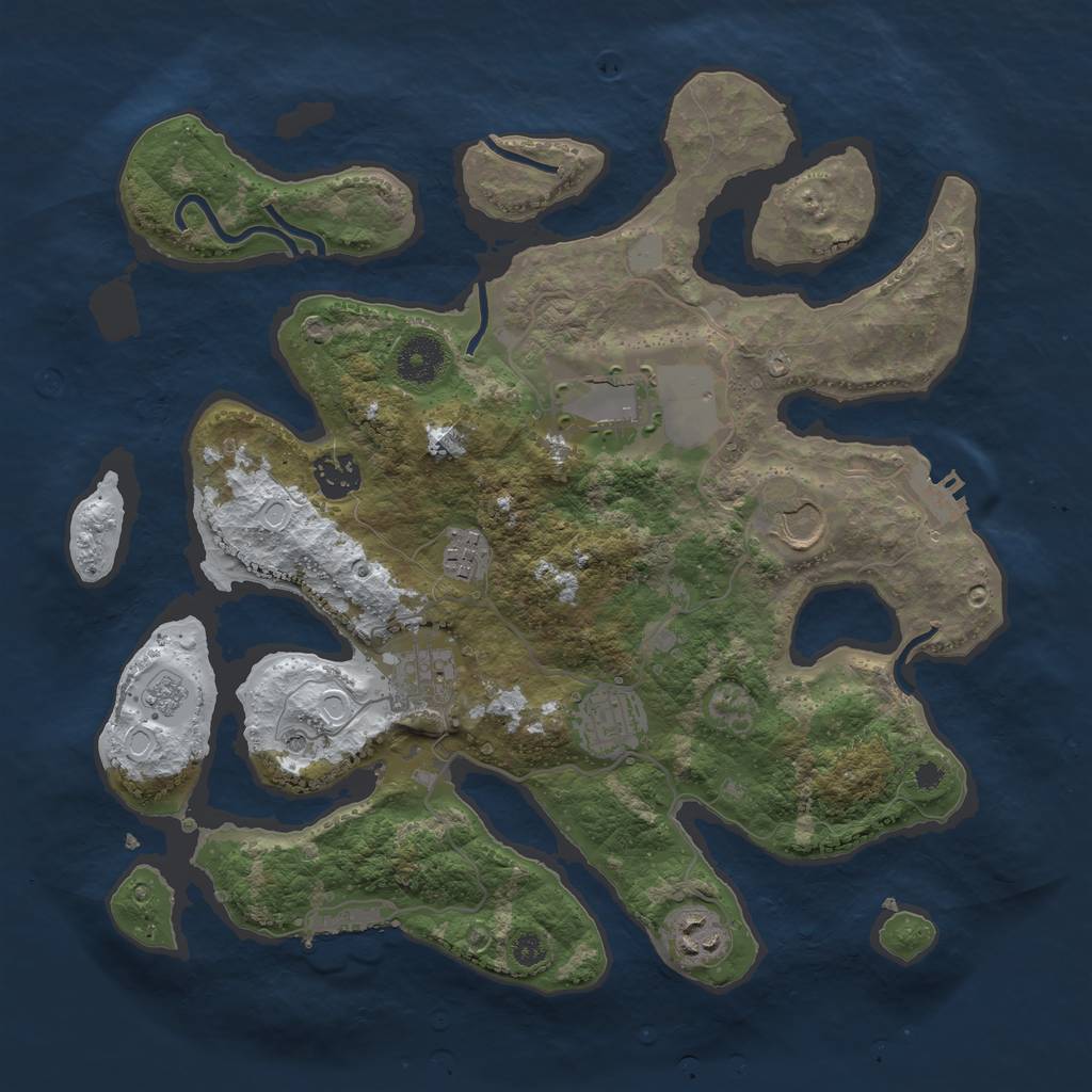 Rust Map: Procedural Map, Size: 3500, Seed: 2431549, 16 Monuments