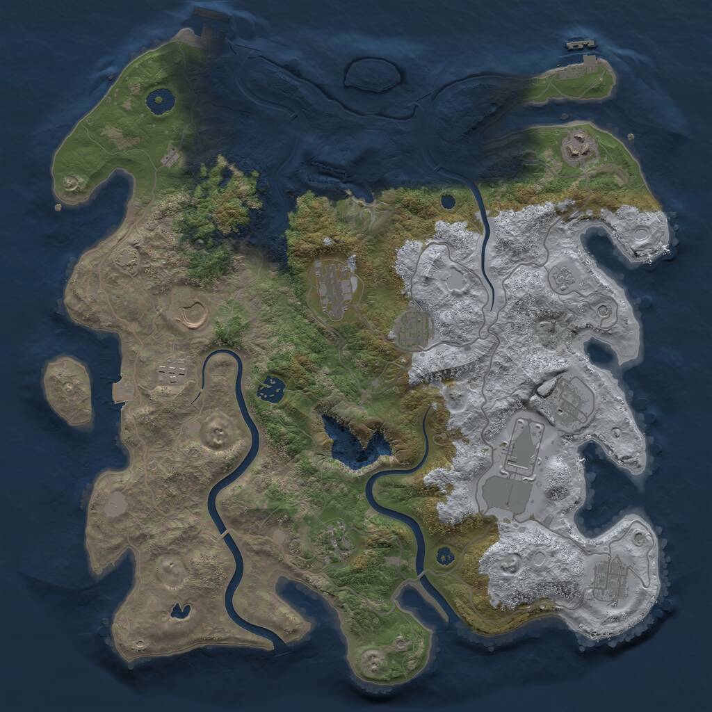 Rust Map: Procedural Map, Size: 4000, Seed: 5833252, 16 Monuments