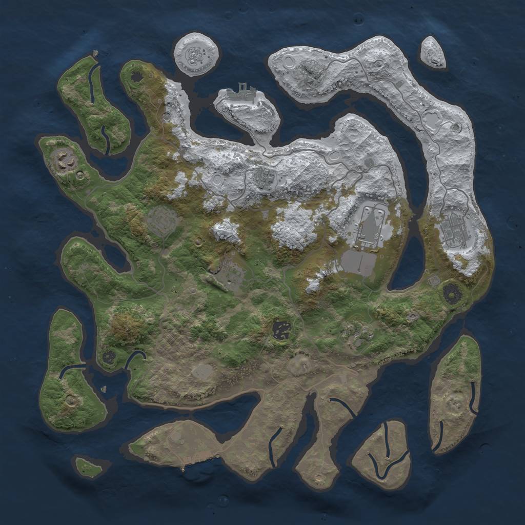 Rust Map: Procedural Map, Size: 4000, Seed: 6196029, 17 Monuments